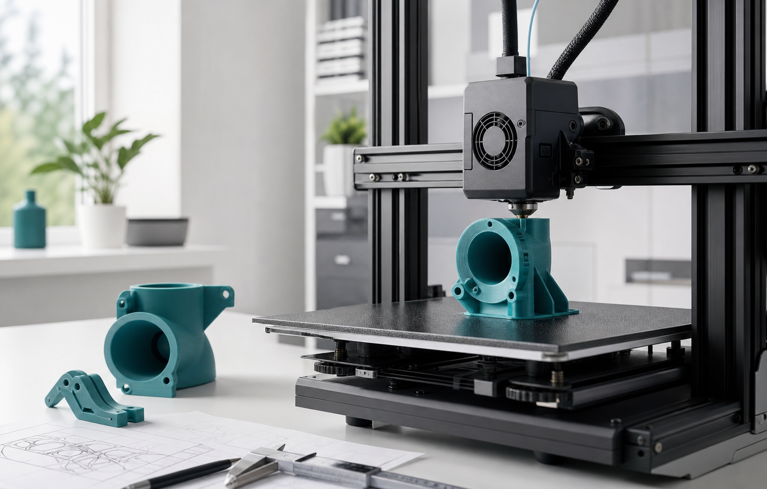 3D-printer som lager en teknisk del